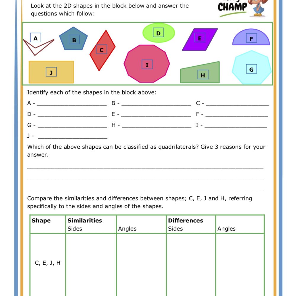 3d shape properties table answers picture